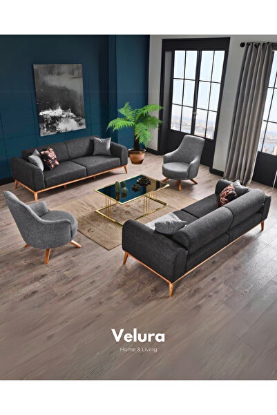 Velura Home & Living Valo Koltuk Takımı 3 3 1 1 - Antrasit