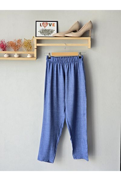 ENDAMIM Linen Pants Large Size Comfortable Fit Without Pockets Elastic Waist