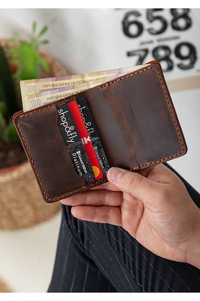 Niki Leather Ръчно изработен портфейл от естествена кожа Carlos в кафяво