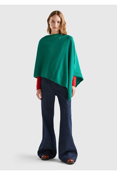 United Colors of Benetton Green Cashmere Blended Women's Poncho