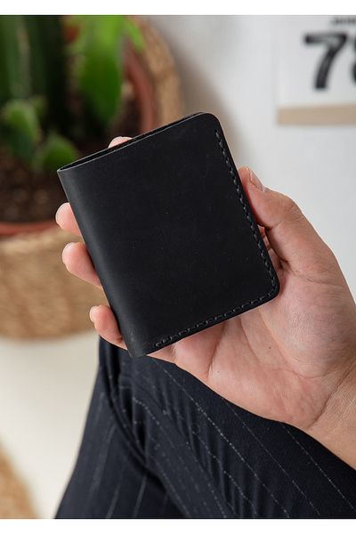 Niki Leather Carlos Handmade Black Real Leather Wallet Card Holder