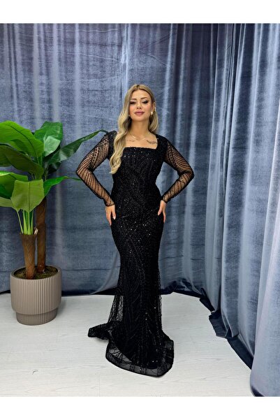 E&A Eren Abiye Kol detaylı askılı pul Payet işlemeli abiye