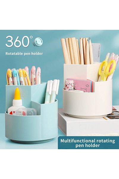 Generic Pen Holder Creative Multifunctional Large Capacity 360 Degree Rotating Round