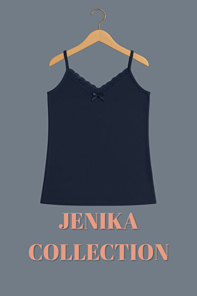 JENİKA Solid Color Cotton Rope Strap Women's 3-Piece Undershirt