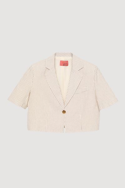 Quzu Jachetă Blazer Crop căptușită Natural