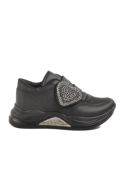 AYAKMOD Black Glitter Velcro Girl's Sneaker 7021086 F