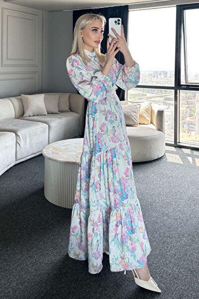 benguen Φόρεμα Hijab με σχέδιο λιλά 521-1