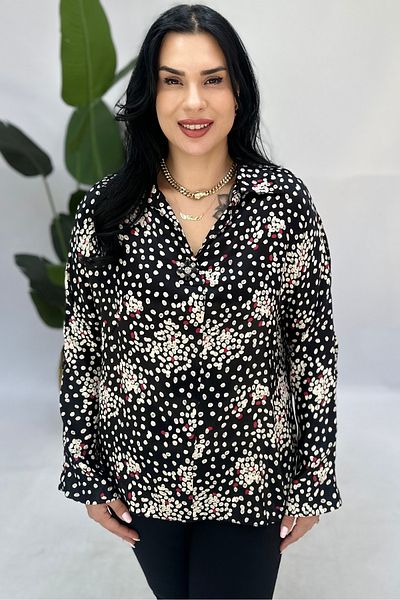 GÖKSEL Cotton Satin Blushed Bluz Large Size