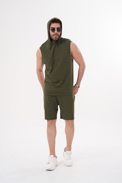 ACTIVE MODA Men -Creatinge -Printed Sports Singlet - Shorts Set 2-Pack Large Size Cotton