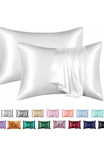 COOYA Imitation silk envelope pillowcase, polyester fabric, skin-friendly and soft, 102*51cm, white