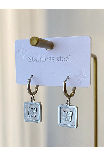 Çelik Butterfly Dangle Steel Earrings