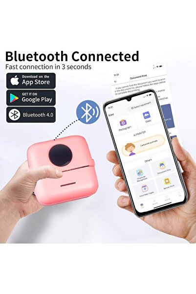 KidLe Thermal Mini Printer,Bluetooth Printer for Phone, Wireless Label Printer with Tape X5P