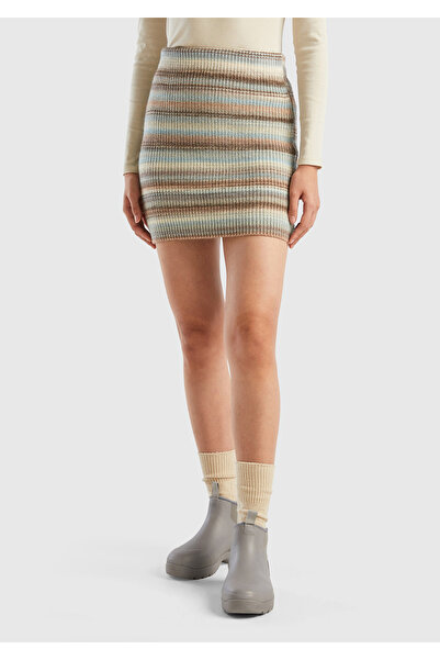 United Colors of Benetton Women's Water Green Mix Wool Blended Colorful Mini ...