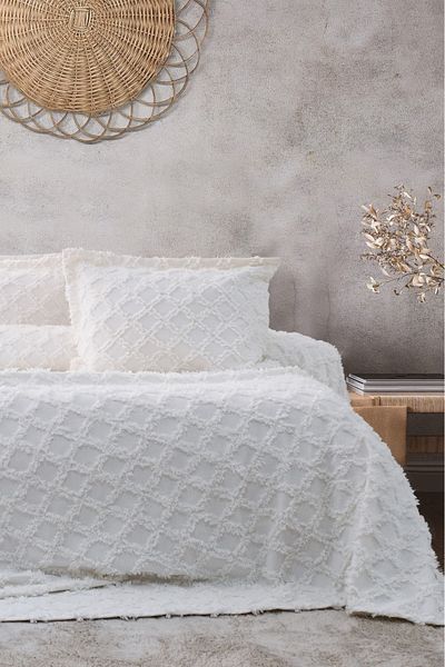 lusso stile Siena Ecru Single Bedspread - 180X250 Single Pillow