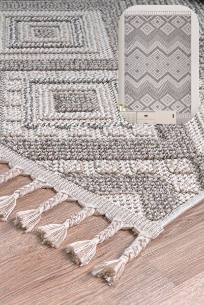 SANRUGS Home & Living Bukleli Modern İskandinav Dokuma Makine Halısı Yolluk Antre Mutfak Salon Oturma Odası Koridor Sisal