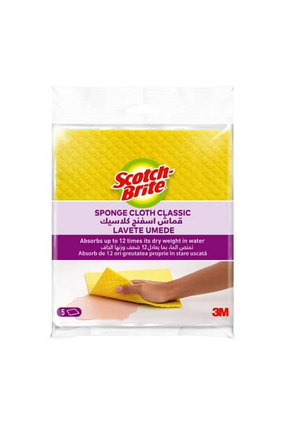 Scotch Brite 5-Piece Super Absorbent Multi Purpose Classic Sponge Cloth Set 18 x 19 cm