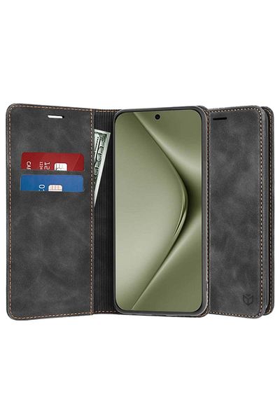SKYDDAR INNOVATION Case for Huawei Pura 70 Ultra, Soft Wallet, Book type, Eco Premium leather, Black, sticker set