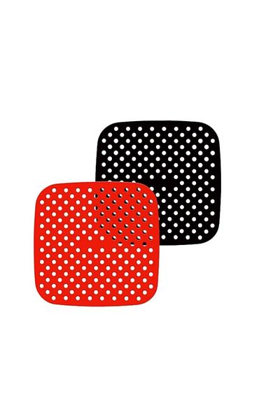 Yizemay Set of 2 Yizemay air fryer pads, silicone, red/black, 19/21.6 cm
