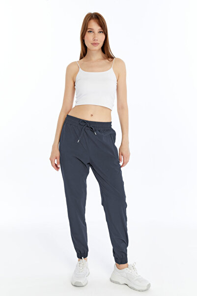 KRAVEN Kadın Füme Bol Kalıp Yazlık Paça Lastikli Jogger Eşofman Paraşüt Kumaş Pantolon, Gizli Fermuar Cepli