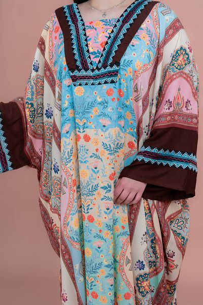 IKKXA Boho Embroidered Loose Fit Jalabiya