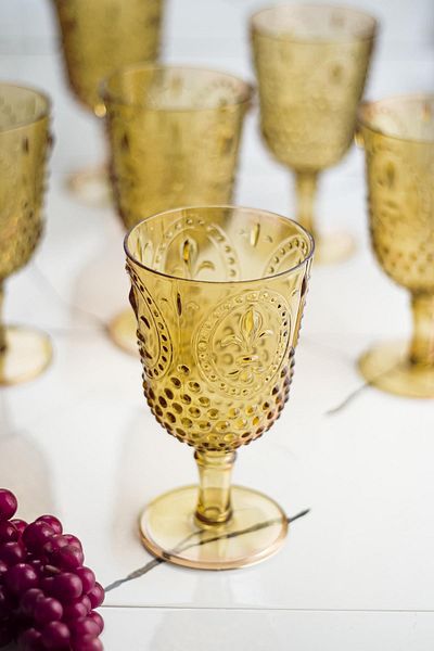 EWs Acrylic Amber 6-Piece Goblet & Water Soft Drink Coffee Side Glass 450 ml (Not Glass)