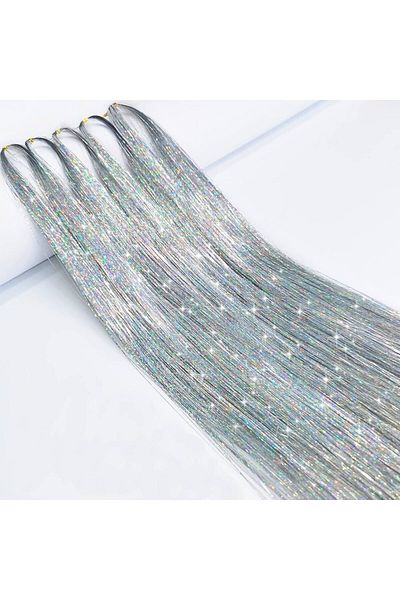 Twinssis Accessories Glitter Hair Sparkle Tinsel Hair Strings Silver Color