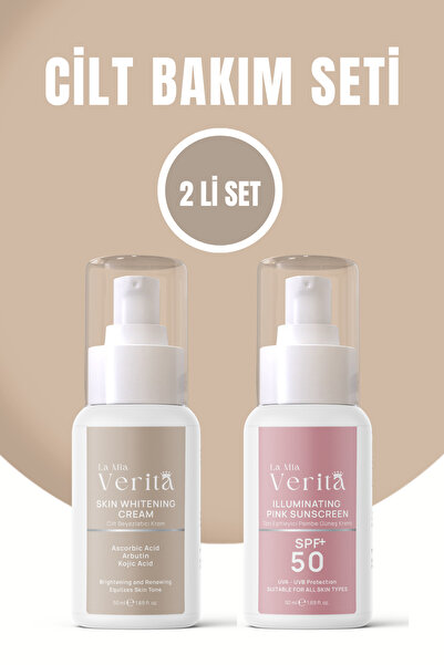la mia verita 2'li Bakım Kremi Seti Cilt Beyazlatıcı & Pembe Güneş Kremi Spf ...