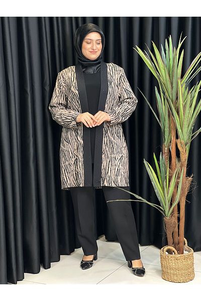Butik büyük beden Double Tunic Set with Stones on the Front