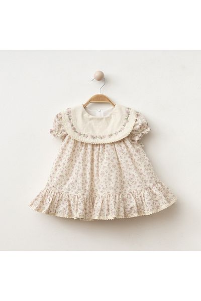 ALPİDS Baby Dress Collar Embroidered Zippered Baby Dress