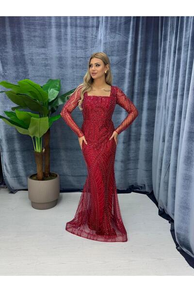 E&A Eren Abiye Kol detaylı askılı pul Payet işlemeli abiye