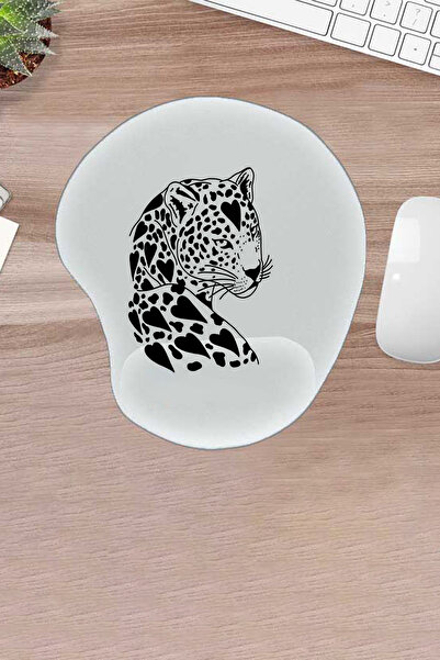 KARMAT Damla, Leopar Desenli, Bilek Destekli siyah beyaz mousepad, bilgisayar...