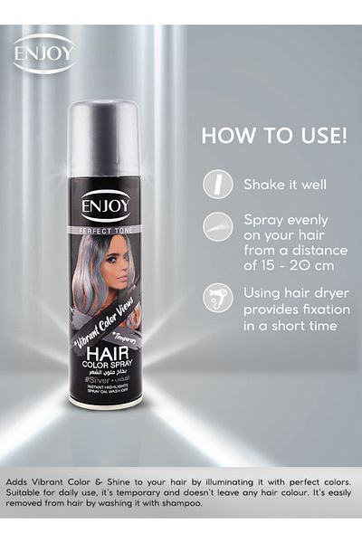 Enjoy Silver Hair Color Spray 150ml – Instant, Quick-dry, Washable, Long-lasting For All Hair Types