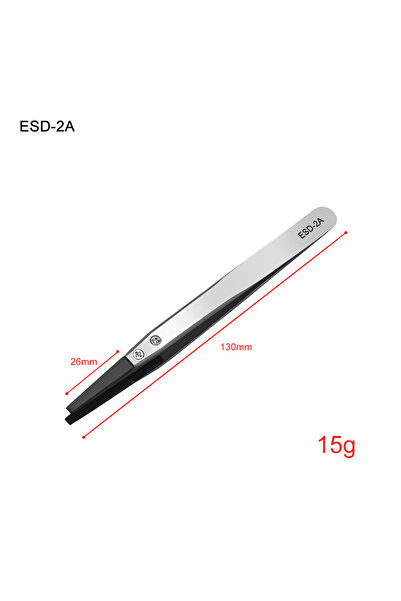 Choice رأس سيراميك 2A ملاقط صناعية إلكترونية مضادة للكهرباء الساكنة ذات طرف مستقيم منحني دقيق من الفولاذ المقاوم للصدأ