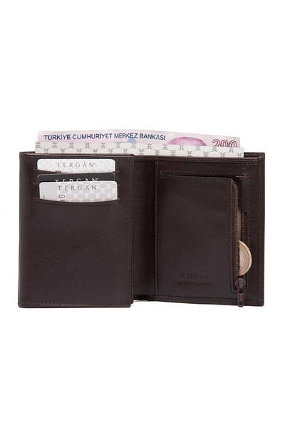 Tergan Мъжки портфейл от естествена кожа кафяв - S1ce00001430-b07
