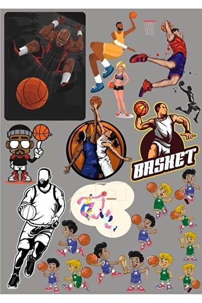 Reysa Tasarım مجموعة ملصقات كرة السلة مكونة من 5 ملصقات مكونة من 15 قطعة للها...