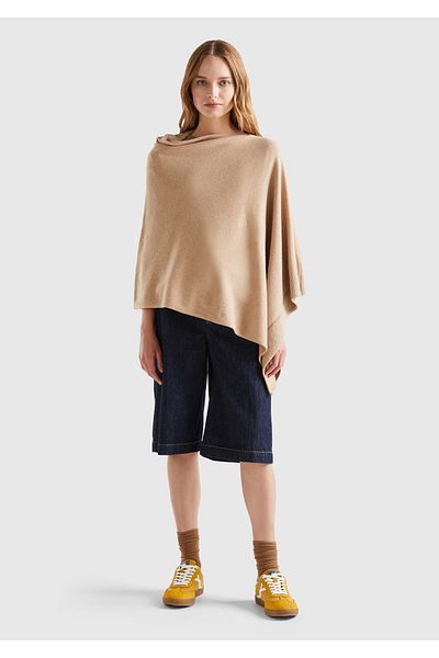 United Colors of Benetton Beige Cashmere Blended Women's Poncho