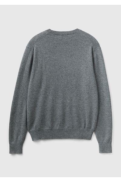 United Colors of Benetton Men's Dark Gray Melange 100% Cashmere Sweater