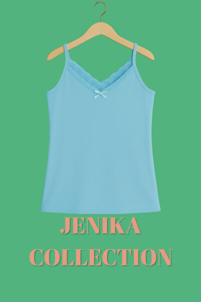 JENİKA Solid Color Cotton Rope Strap Women's 3-Piece Undershirt