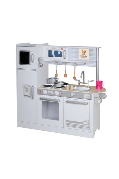 KIKIBEBE Children’s Wooden Kitchen – Encourages Creativity, Imagination & Life Skills Through Play-white