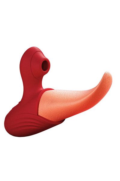 WildFashion Tongue vibrator with suction function, for vaginal and clitoral stimulation, Red, TOY473-3