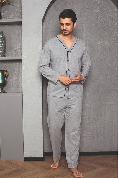 Sude HOMEWEAR ΑΝΔΡΙΚΗ ΣΕΤ ΠΙΤΖΑΜΑ ΜΕ ΚΟΥΜΠΙΑ