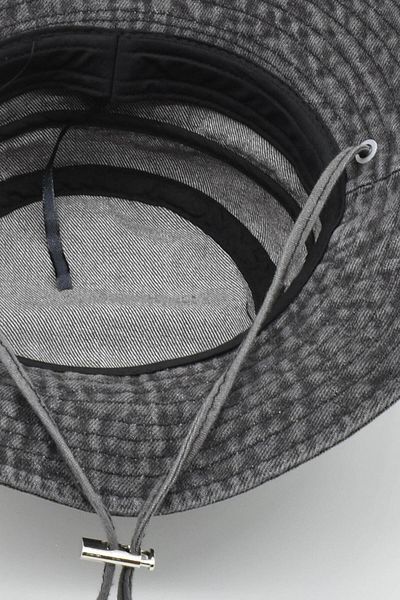 Külah Women's Denim Drawstring Travel Sun Hat - Black