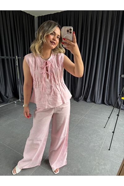 BÜŞRA PERKER 4808 Pink Shirt Pants Set