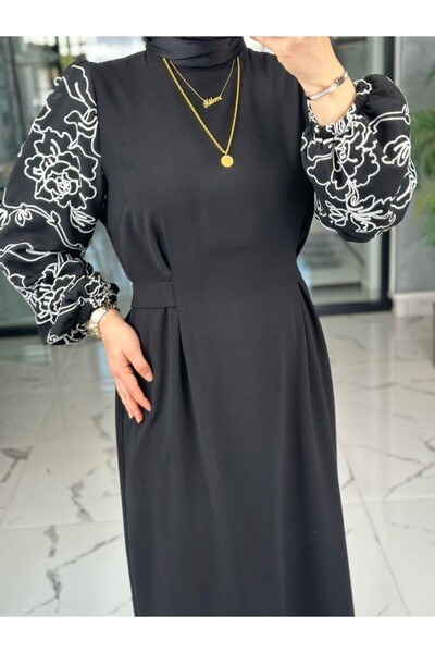 Zümra Tesettür Moda Hanne Elbise-Siyah Siyah Beden 3-48-50