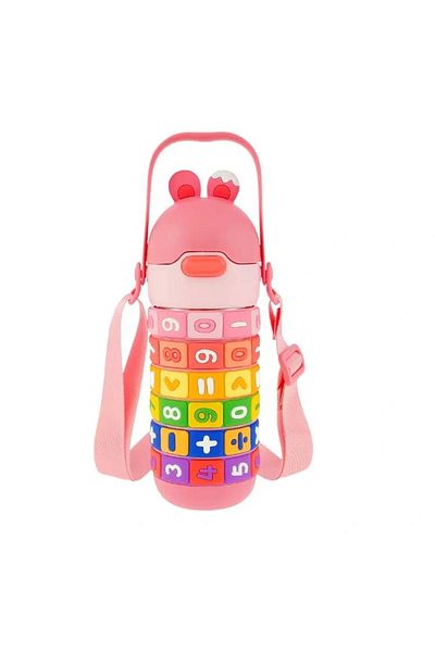 Vagonlife Steel Flask Vgn-30031 430 ml with Straw and Neck Strap - Pink
