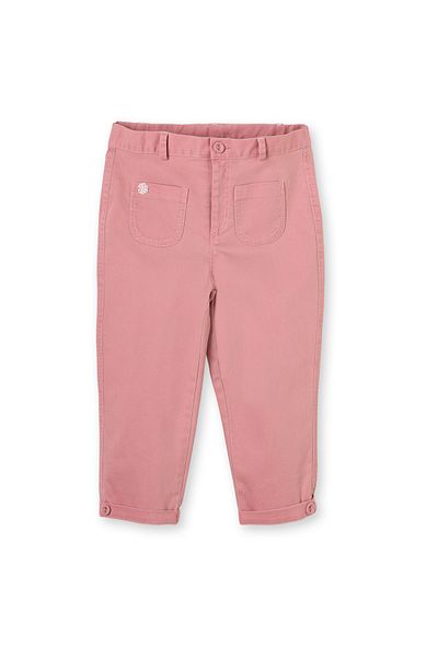 Patique Kids Pink Denim Pocket Cotton Girl's Trousers with Elastic Waist