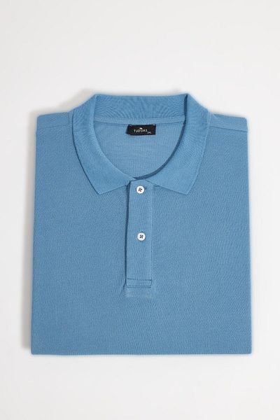 Tudors Tricou pentru bărbați, mărime mare, mărime mare, 100% bumbac, uni, albastru, cu gât polo