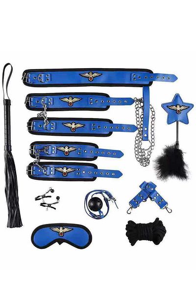 WildFashion Set fetish/BDSM 11 piese cu tematica de aviator/stewardesa, Albastru si Roz, TOY505-4