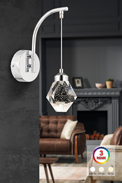 İstanbul Avize İstanbul Avize Aplik Kabarcıklı Liya Tekli Gümüş 3 Renk Ledli Modern Led Aplik