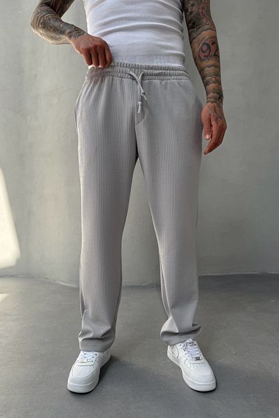 MADZEYMODA Full Lycra Super Stretchy Grey Ανδρικό φαρδύ τσιμούχα Jogger KE-5030
